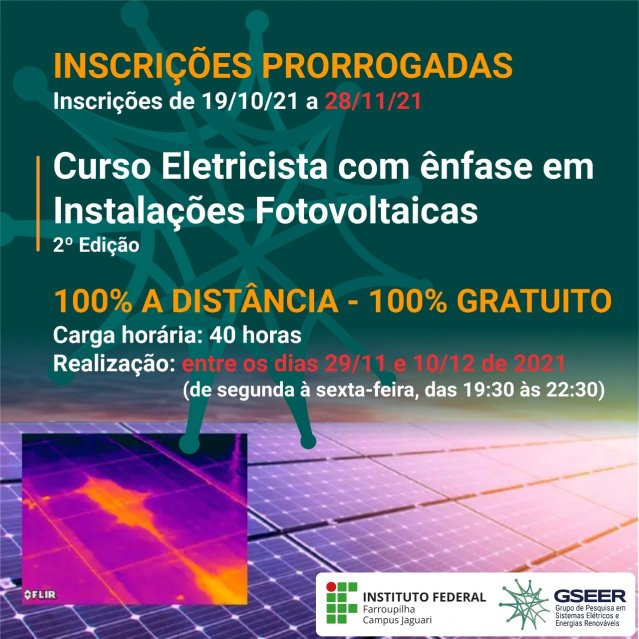 Inscrições prorrogadas