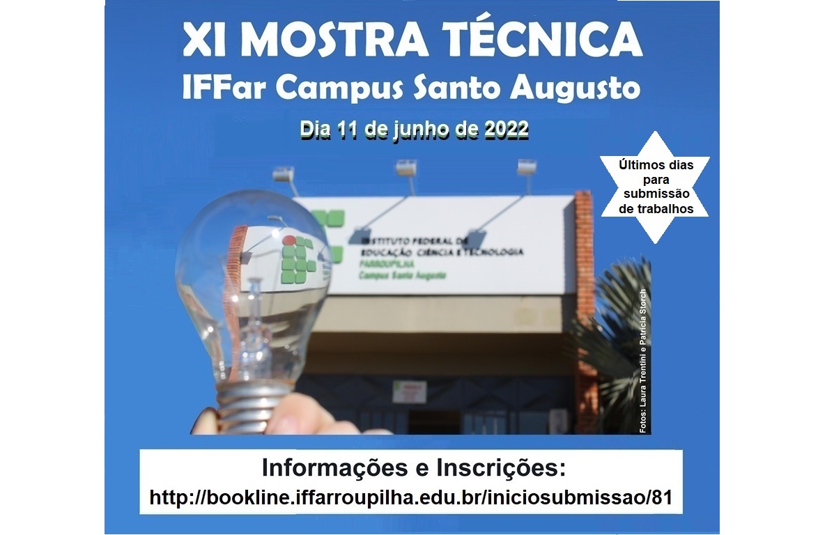 Mostra Técnica Santo Augusto 2018 Instagram 2022 últimos dias para submissão de trabalhos