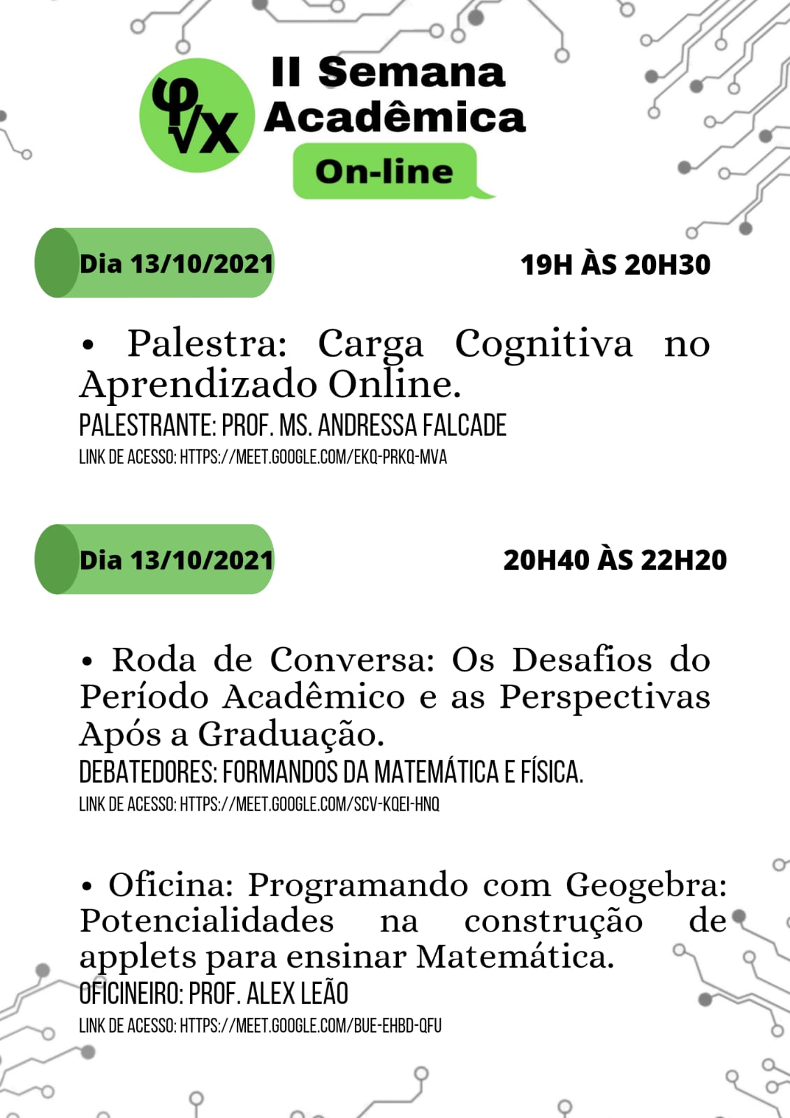 Semana Acadêmica das Licenciaturas Dia 1